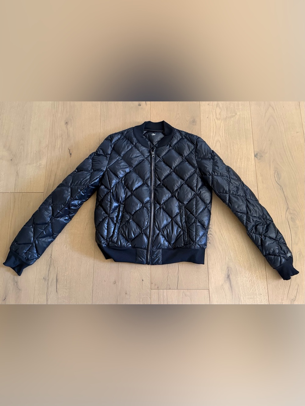 ALO Quilted Black Bomber Jacket - Women SIZE SMALL - Picture 7 of 7